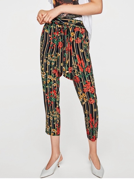 Zara Pants - Floral Striped High Waisted Zara pants